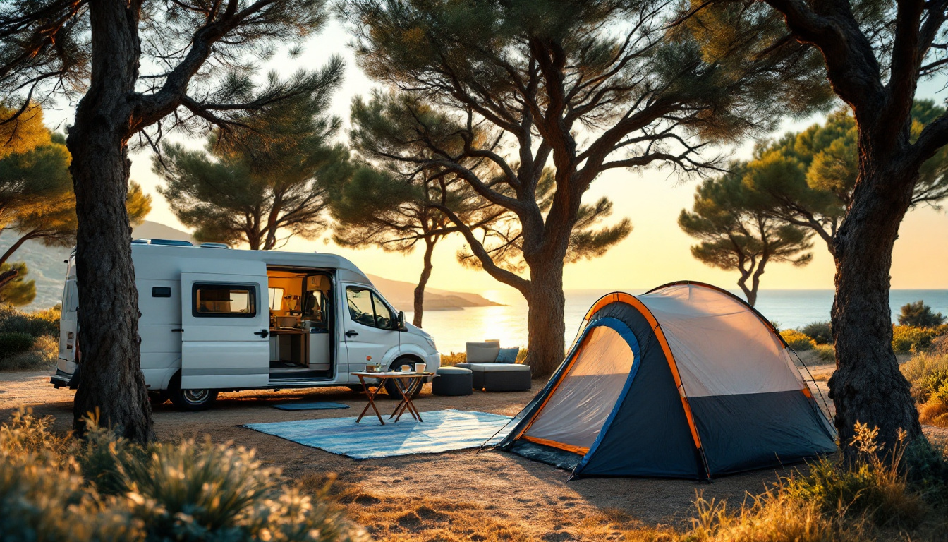 Beste Campingplätze in Spanien an der Küste mit Wohnmobil unter Pinien am Meer